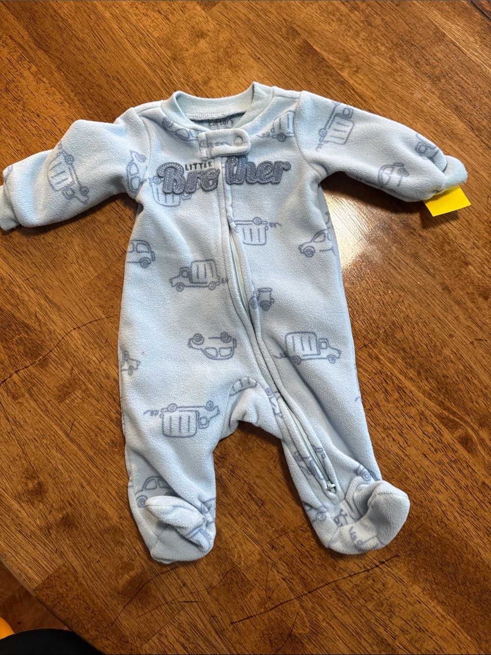 Carter's Light Blue 'Little Brother' Fleece Footed One-Piece